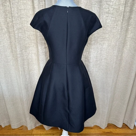 Halston Heritage Black Cotton + Silk Cocktail Dress, Size 4 - Picture 3 of 13